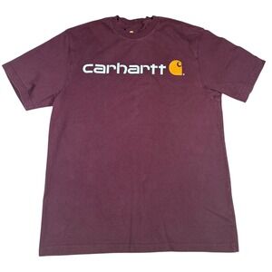 Carhartt Original Fit T-Shirt Men's Size M Short Burgundy Green Logo Spellout